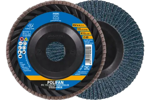 Disco de láminas lijadoras POLIFAN corindón de circonio Z PSF TRIM STEELOX ★★☆☆