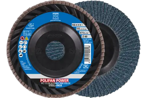 Disco de láminas lijadoras POLIFAN corindón de circonio Z SG POWER TRIM STEELOX ★★★☆