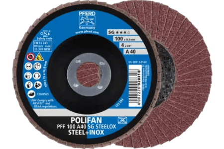 Disco de láminas lijadoras POLIFAN corindón A SG STEELOX ★★★☆